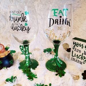 COPY - St. Patrick's Day Stemmed Wine Glasses